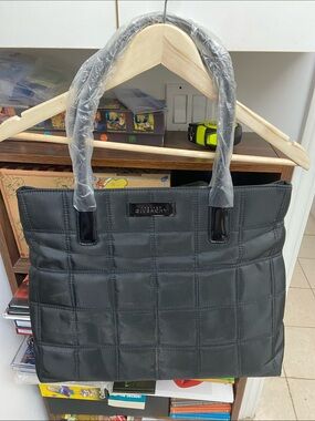 Vintage Parfums Givenchy Black Quilted Nylon Tote with Top Handles W/ wallet